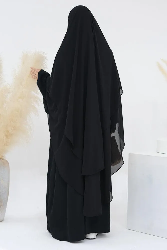 Elegant Extra Long Two-Layer Chiffon Khimar Hijab for Special Occasions