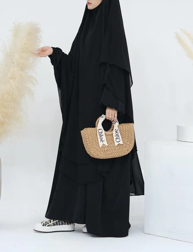 Elegant Extra Long Two-Layer Chiffon Khimar Hijab for Special Occasions