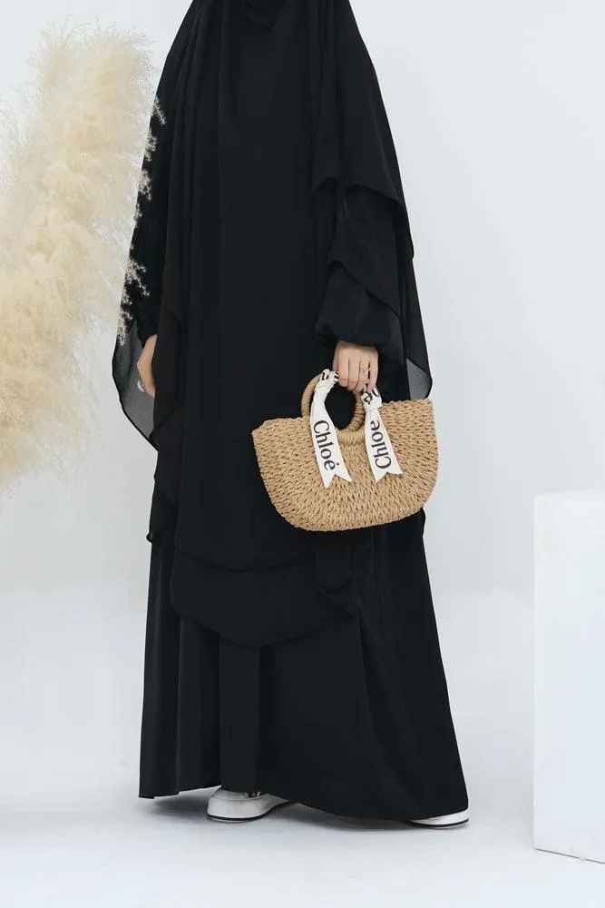 Elegant Extra Long Two-Layer Chiffon Khimar Hijab for Special Occasions