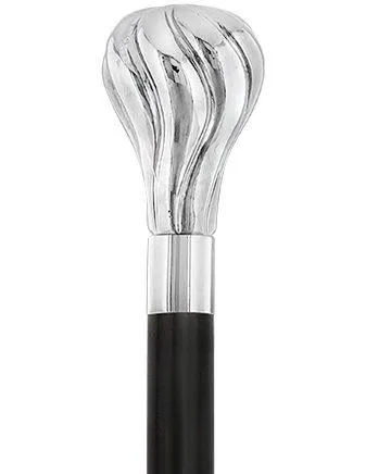 Elegant Swirl Knob Nickel Plated Handle Italian Handle Cane w/ Custom Shaft & Collar
