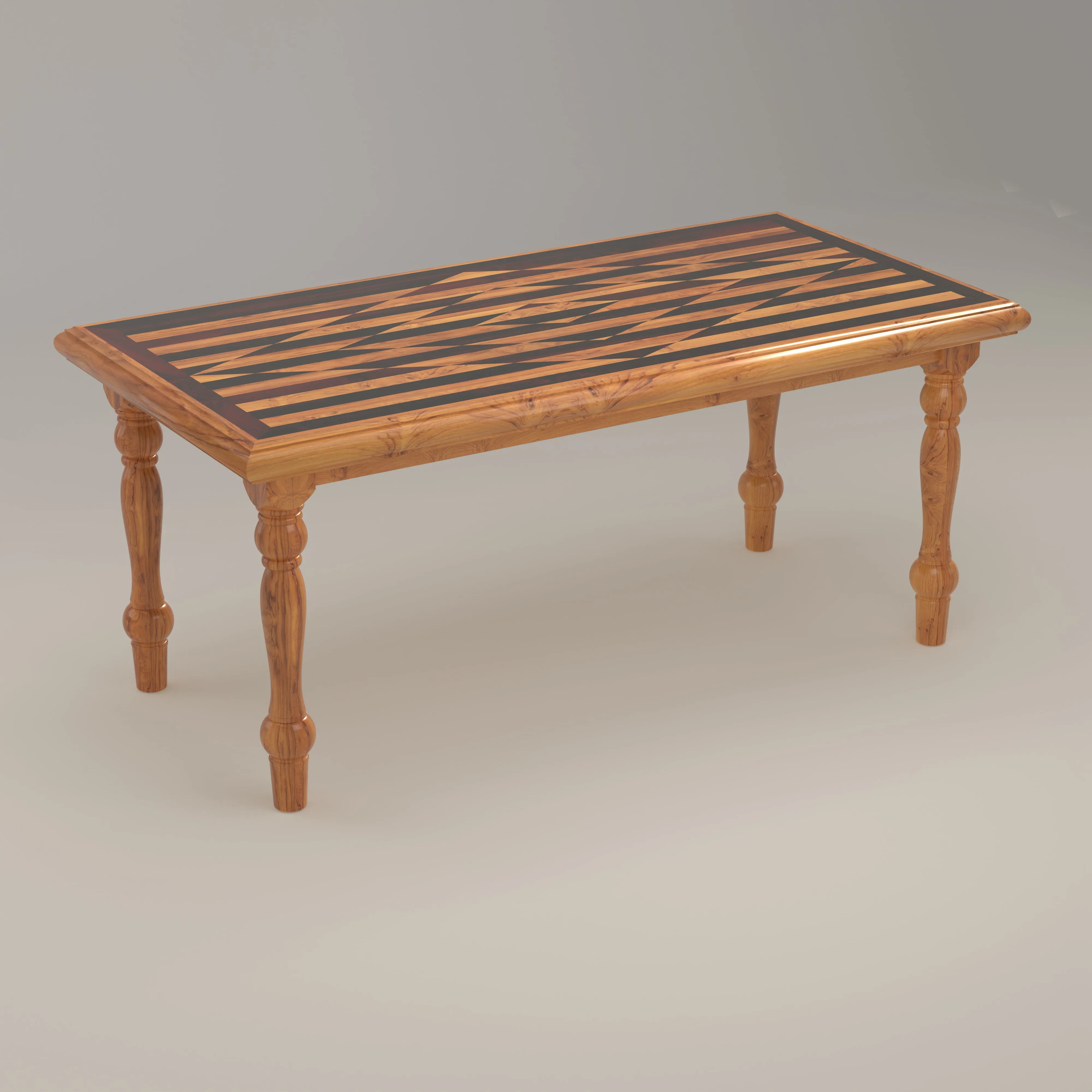 Elegant Top Strip Style Teak Wooden Dining Table