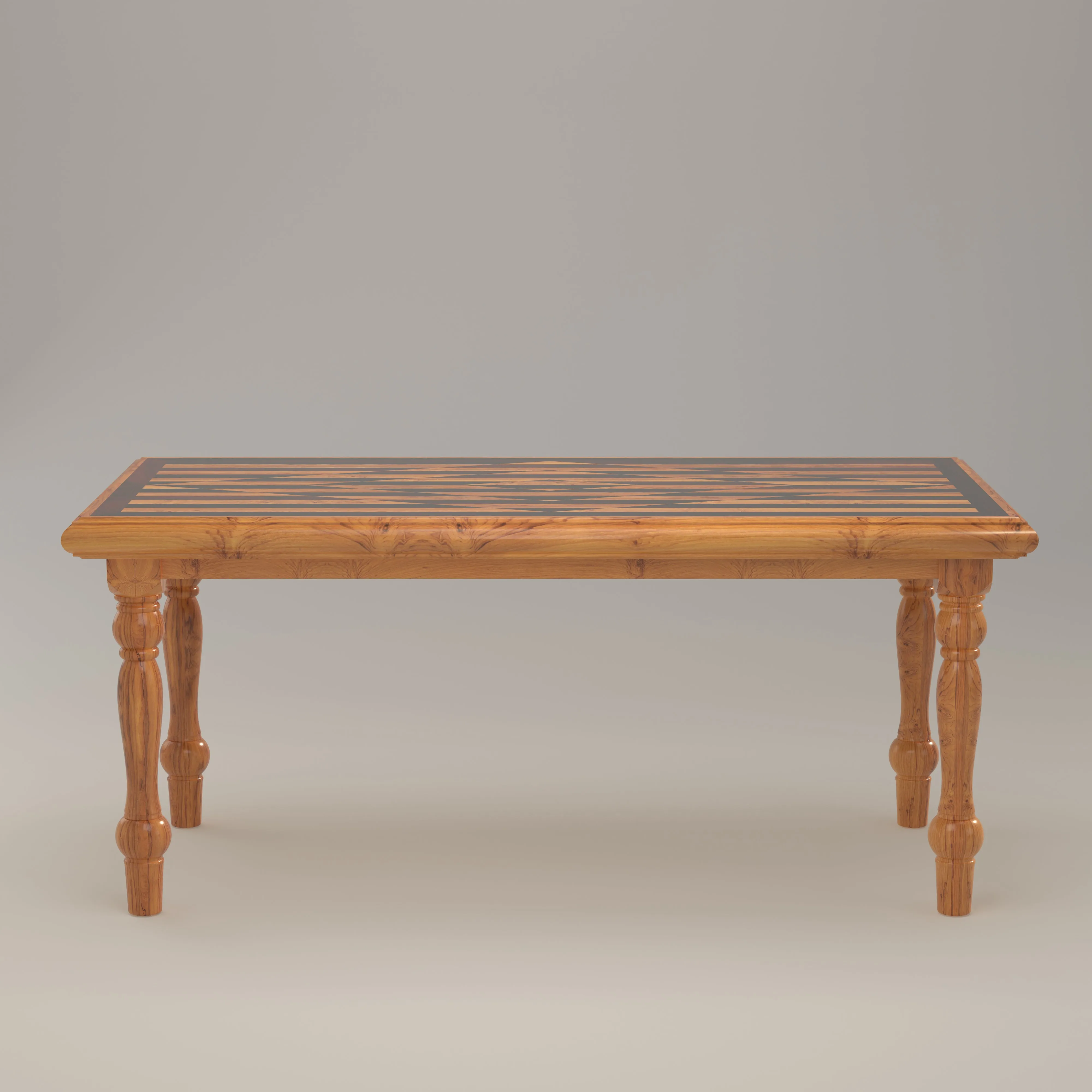 Elegant Top Strip Style Teak Wooden Dining Table
