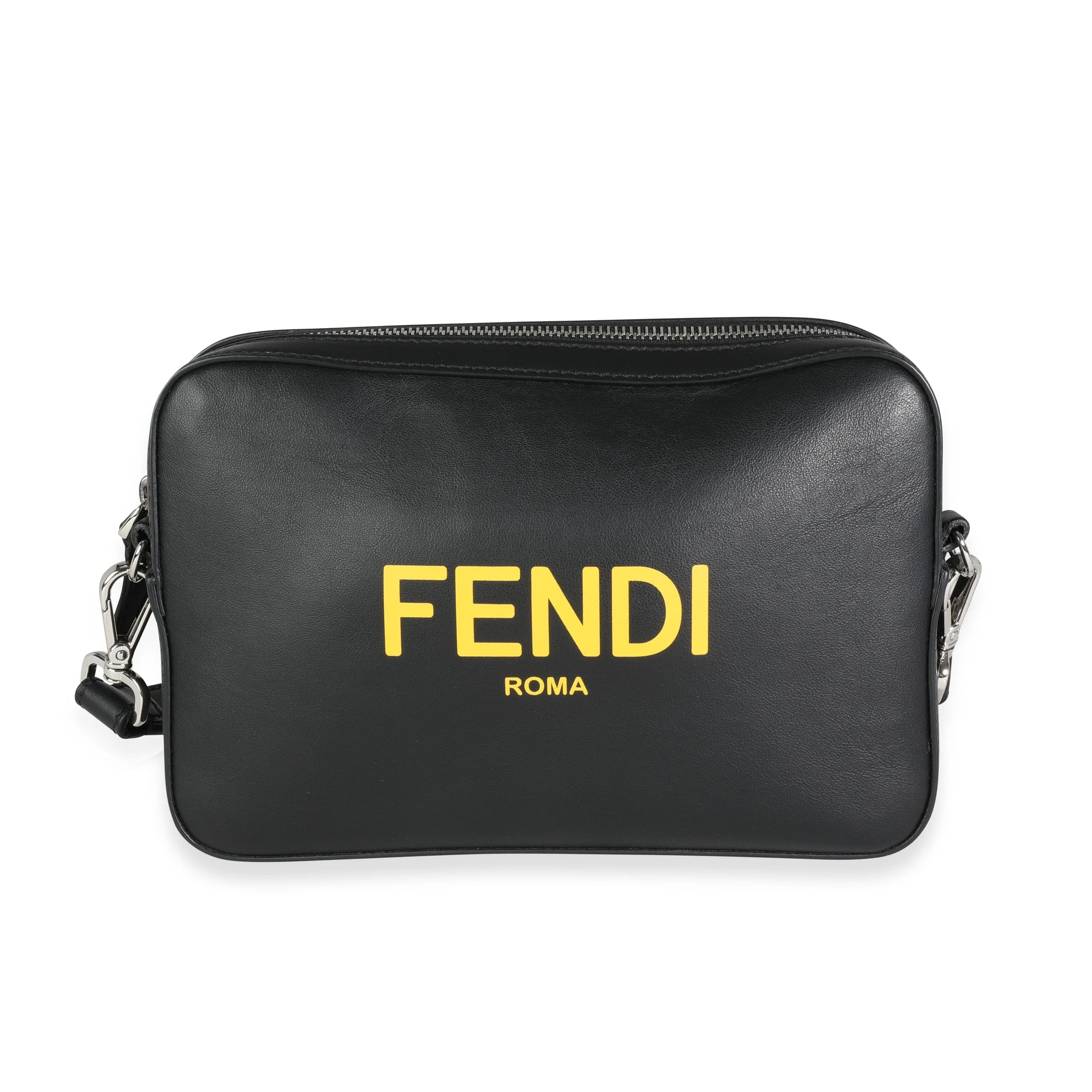 Fendi Black Calfskin & Sunflower Logo Mini Camera Bag