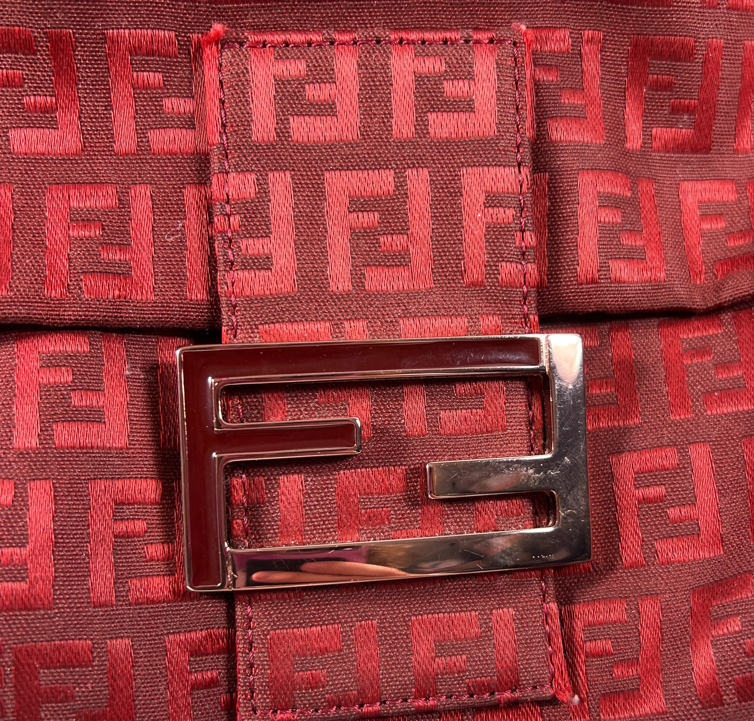 Fendi red Zucchino Mamma Baguette shoulder bag