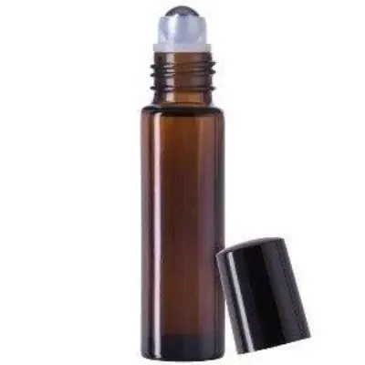 Glass Roller Bottle Amber & Black Cap 10ml
