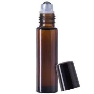 Glass Roller Bottle Amber & Black Cap 10ml