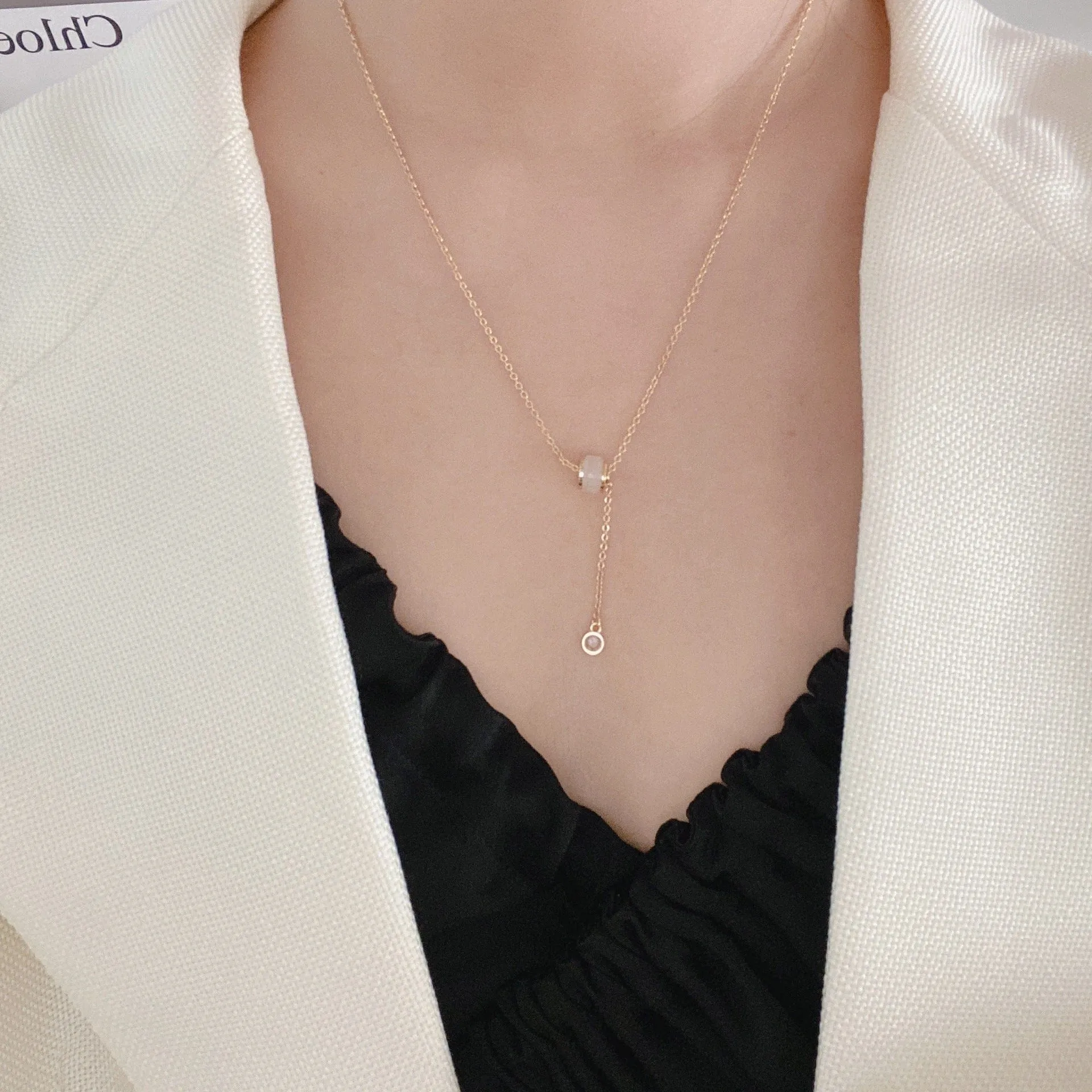 Gold Cat Eye Stone Pendant Necklace
