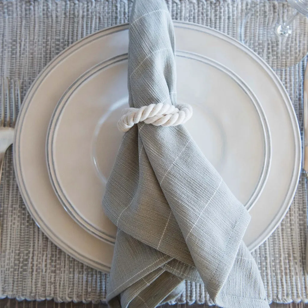 Gray and White Pinstripe Cotton Napkin