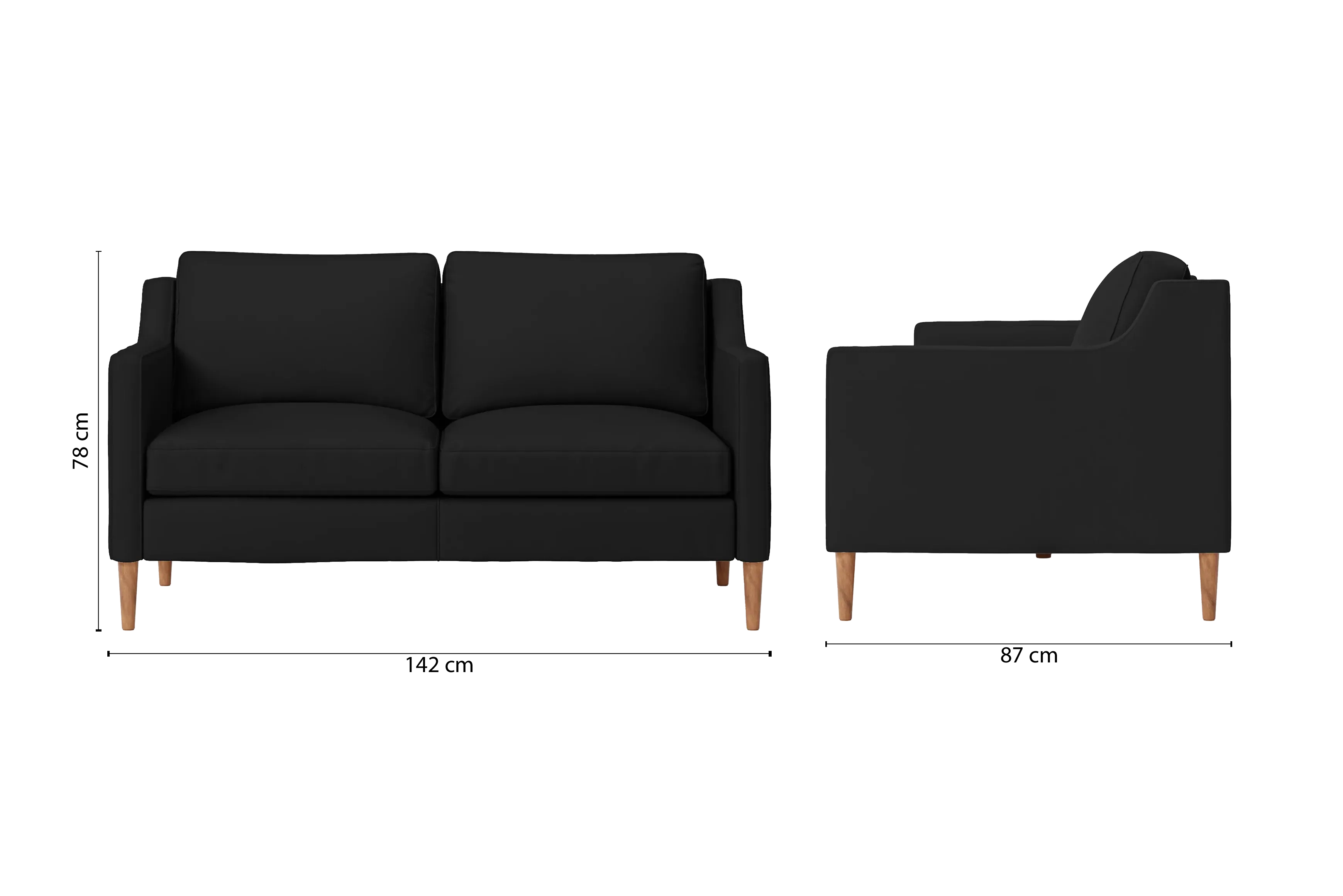 Greco 2 Seater Sofa Black Leather