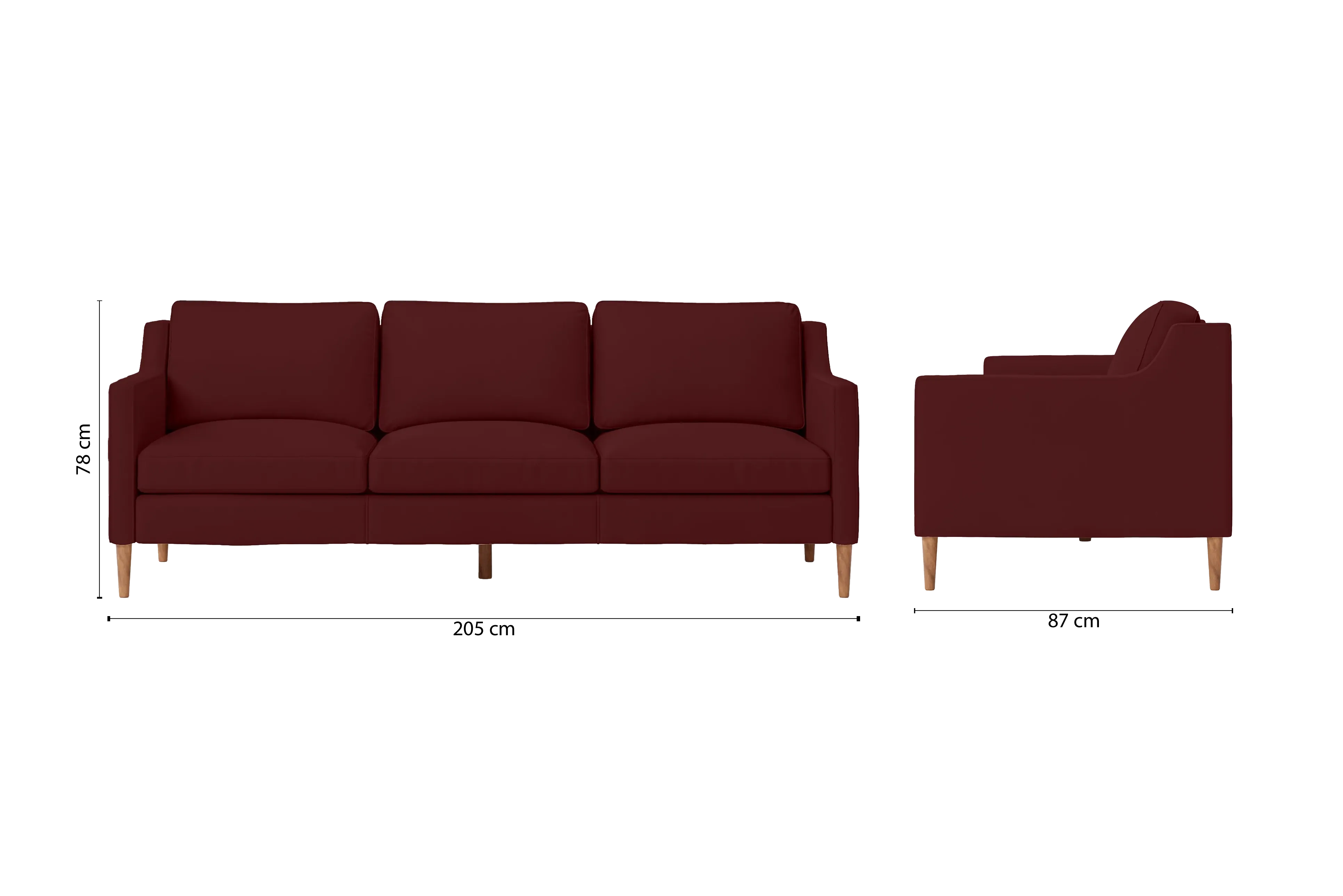 Greco 3 Seater Sofa Red Leather