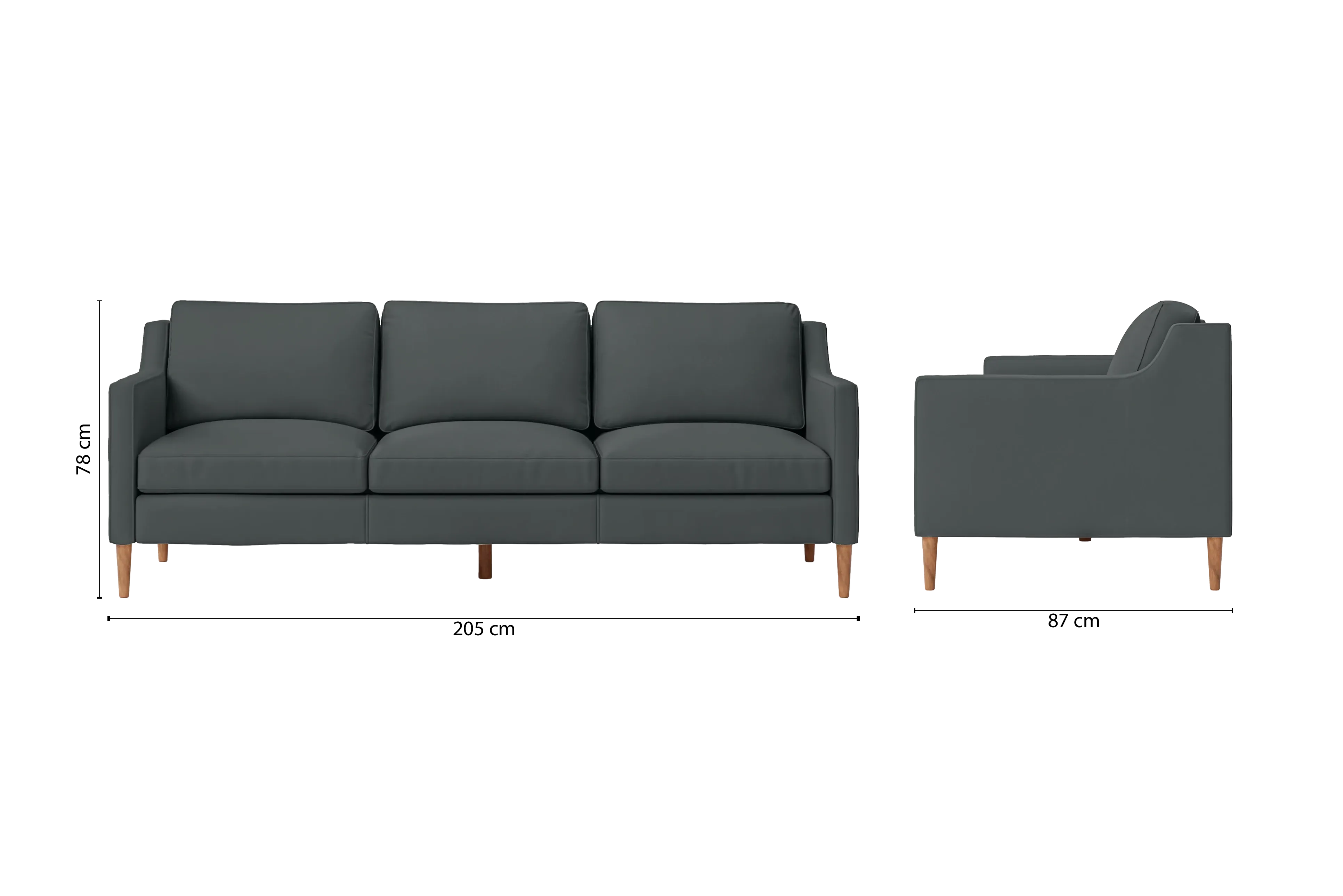 Greco 3 Seater Sofa Slate Leather