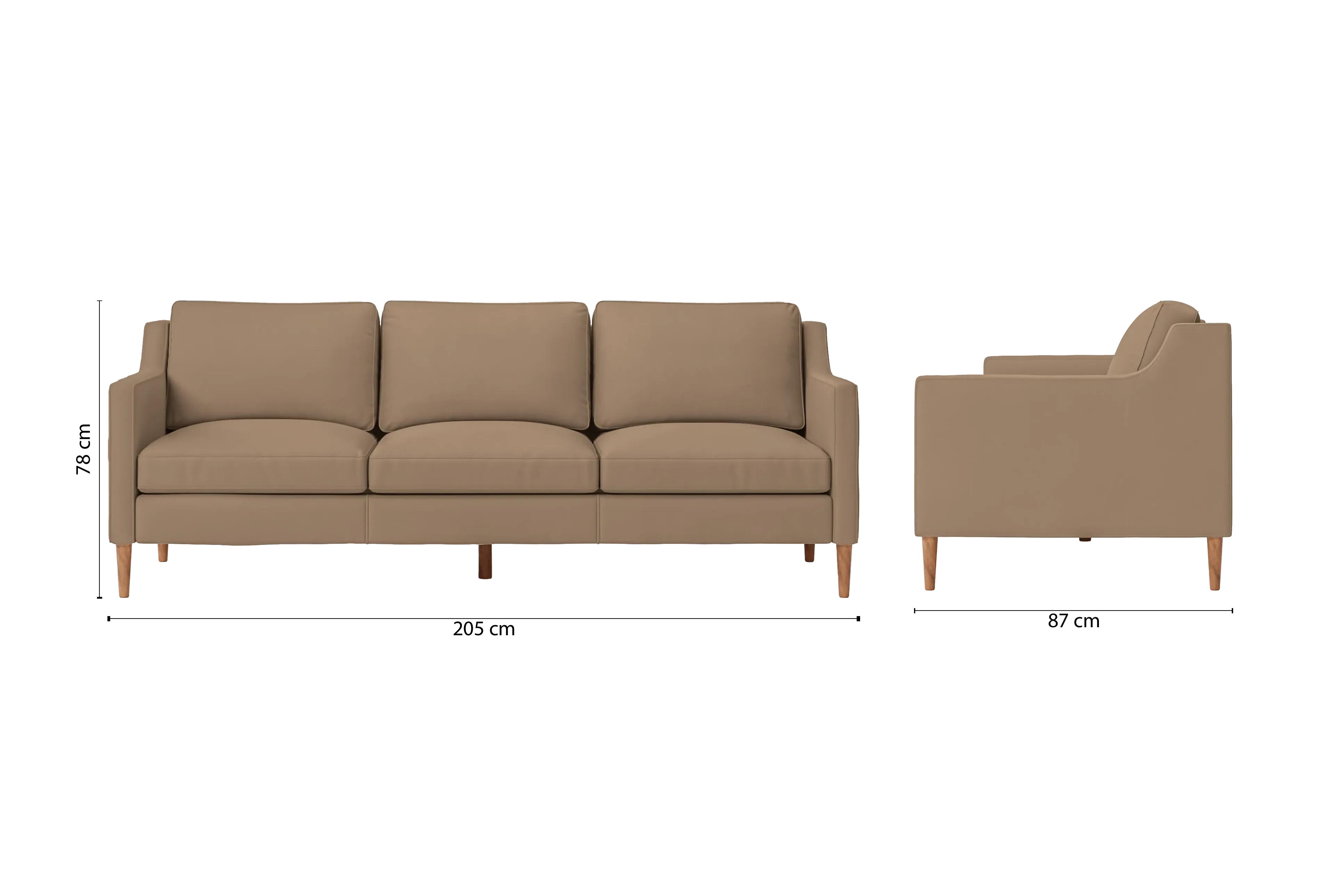 Greco 3 Seater Sofa Stone Leather