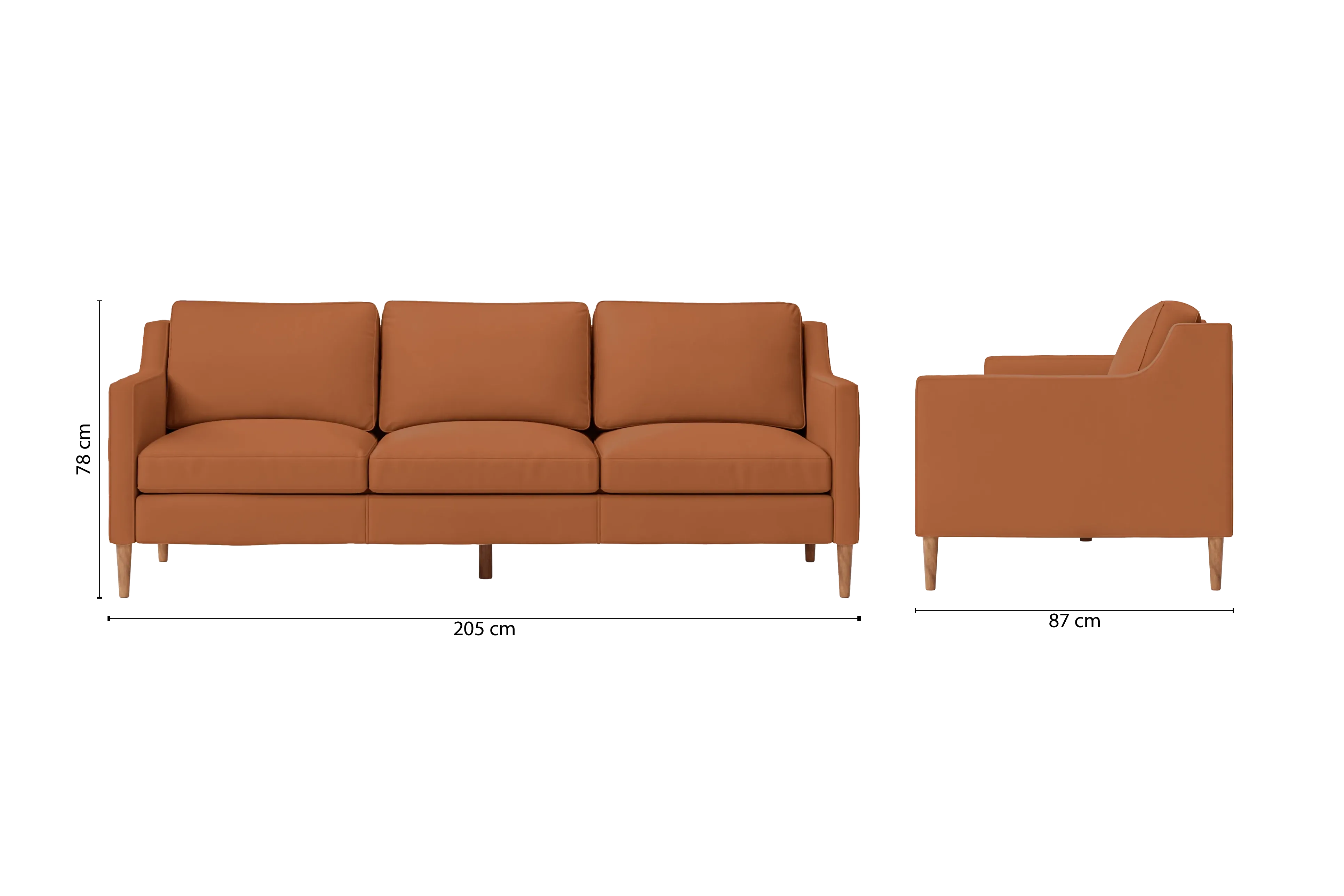 Greco 3 Seater Sofa Tan Brown Leather