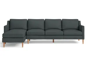 Greco 4 Seater Left Hand Facing Chaise Lounge Corner Sofa Slate Leather
