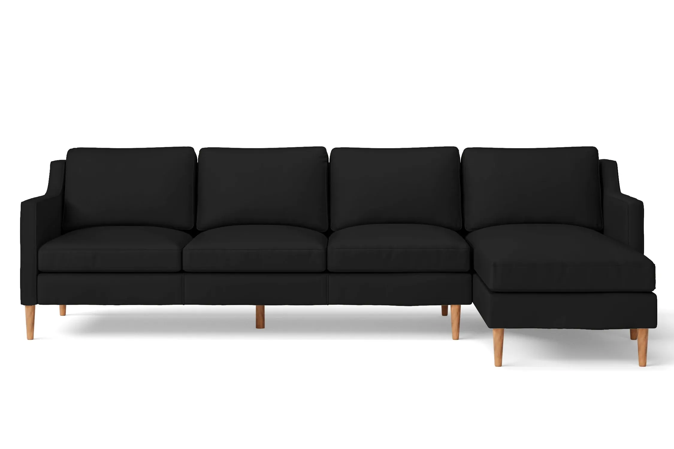 Greco 4 Seater Right Hand Facing Chaise Lounge Corner Sofa Black Leather