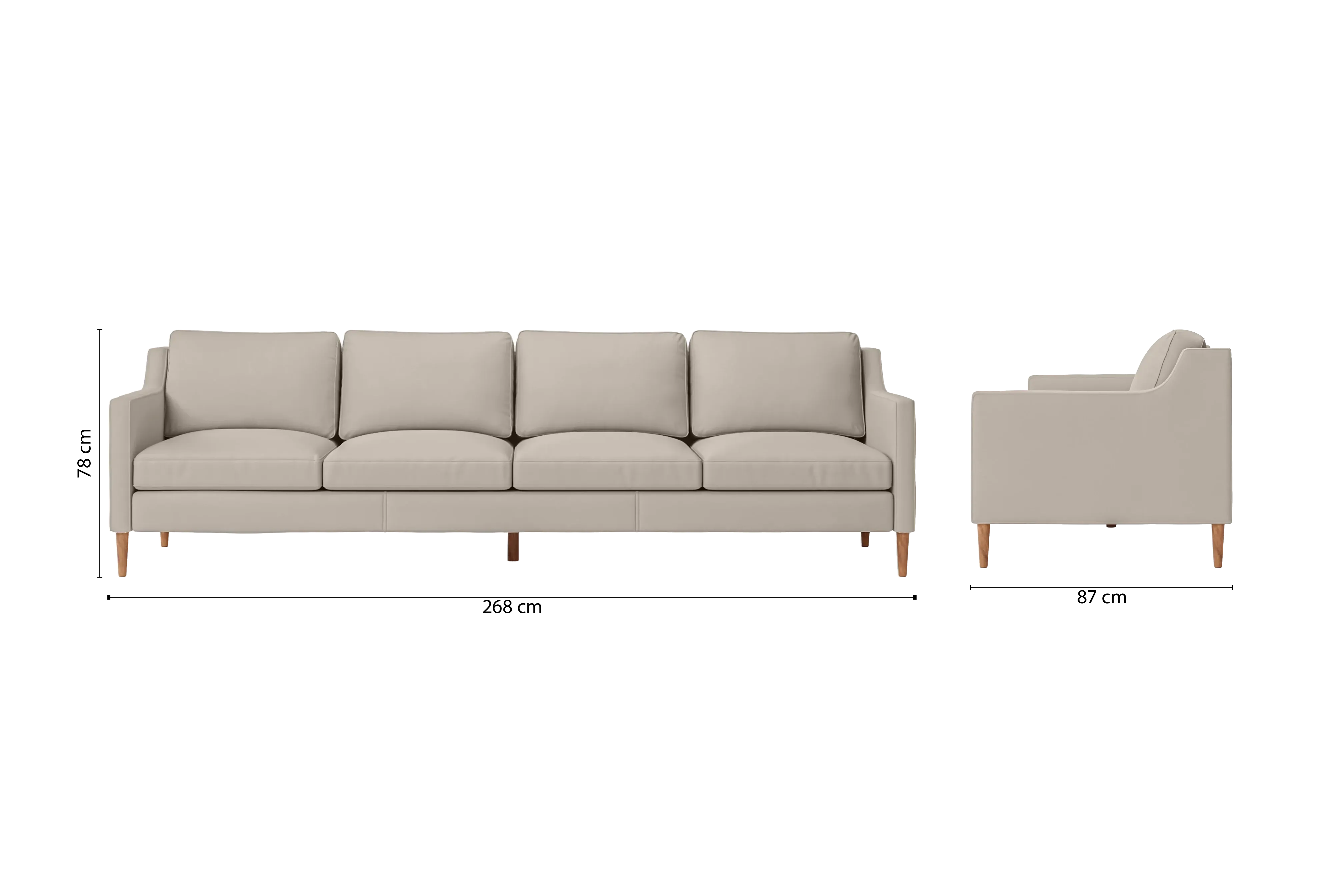 Greco 4 Seater Sofa Sand Leather