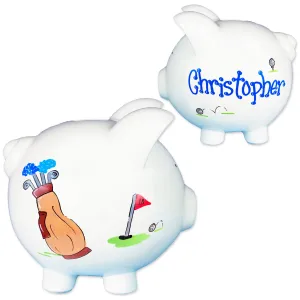 Hand Painted Golf Piggy Bank