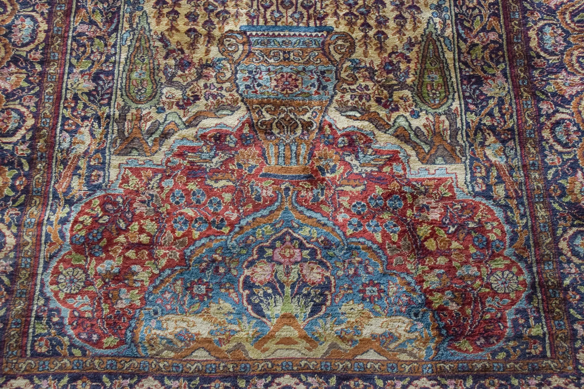 Handwoven Vintage Rug - Peacocks and Lions