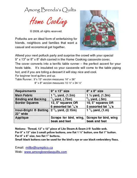 Home Cooking Casserole Cover