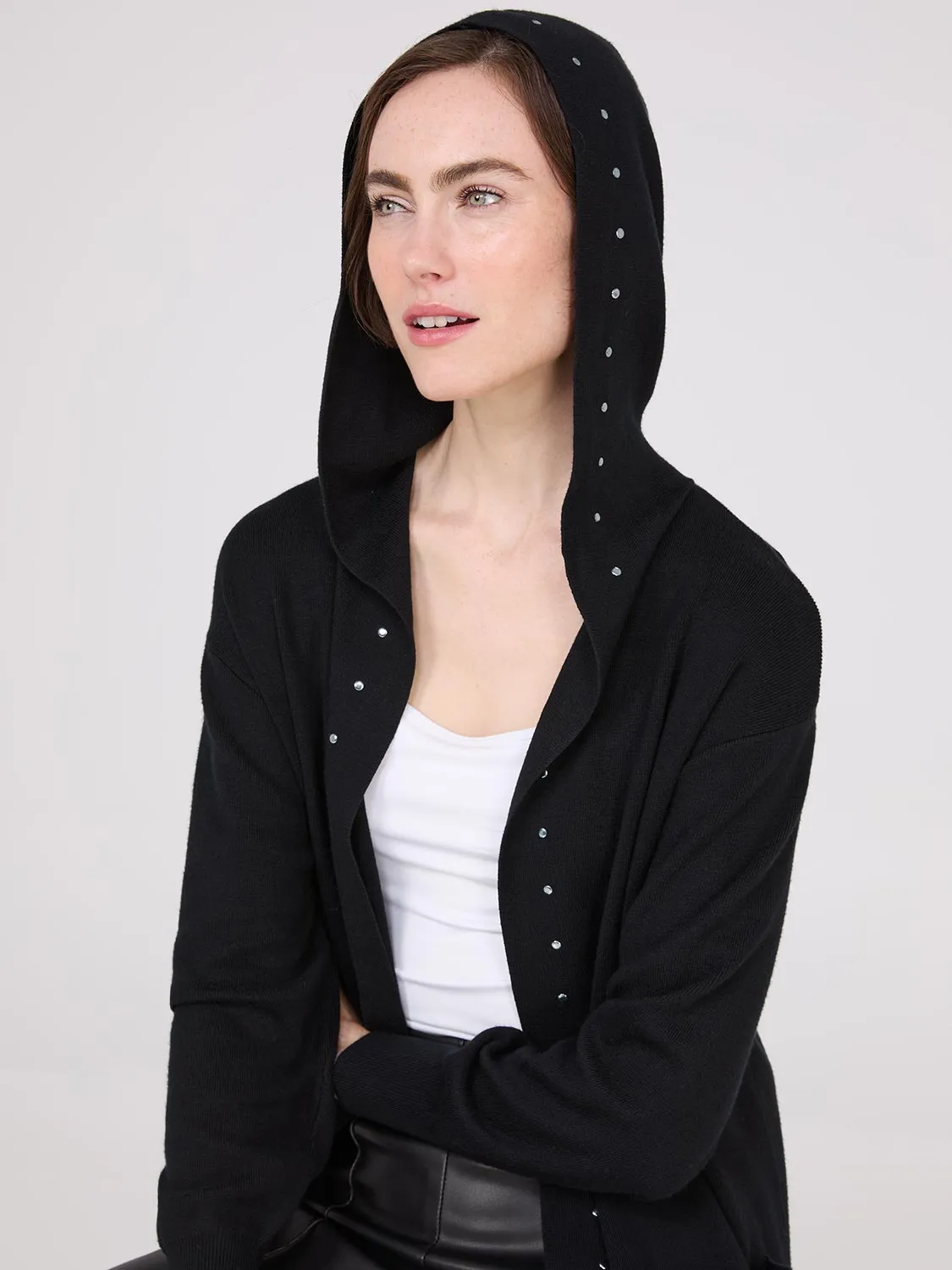 Hooded Duster With Stud Details