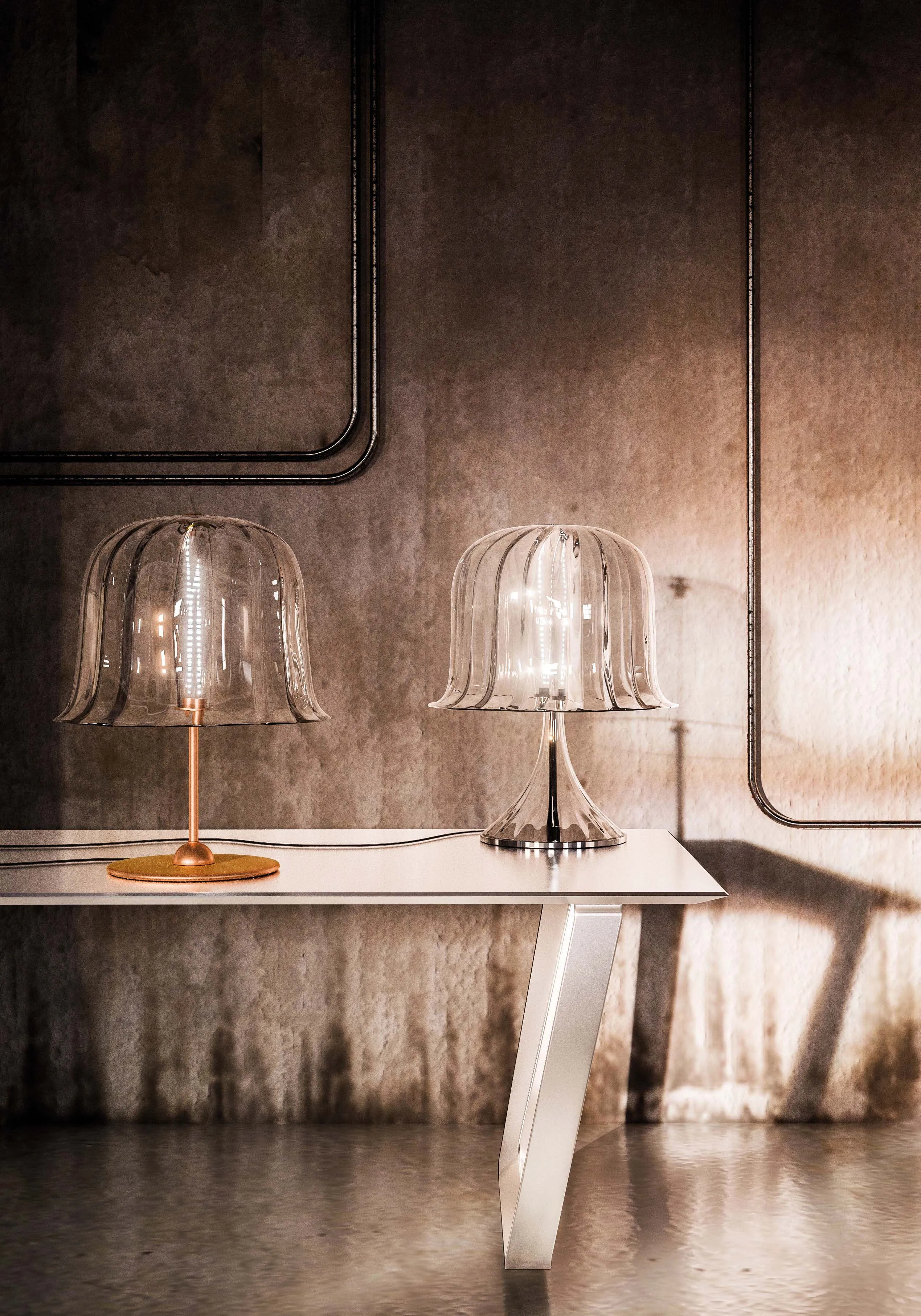 Kalika Murano Glass Lamp With Glass Base From Venini