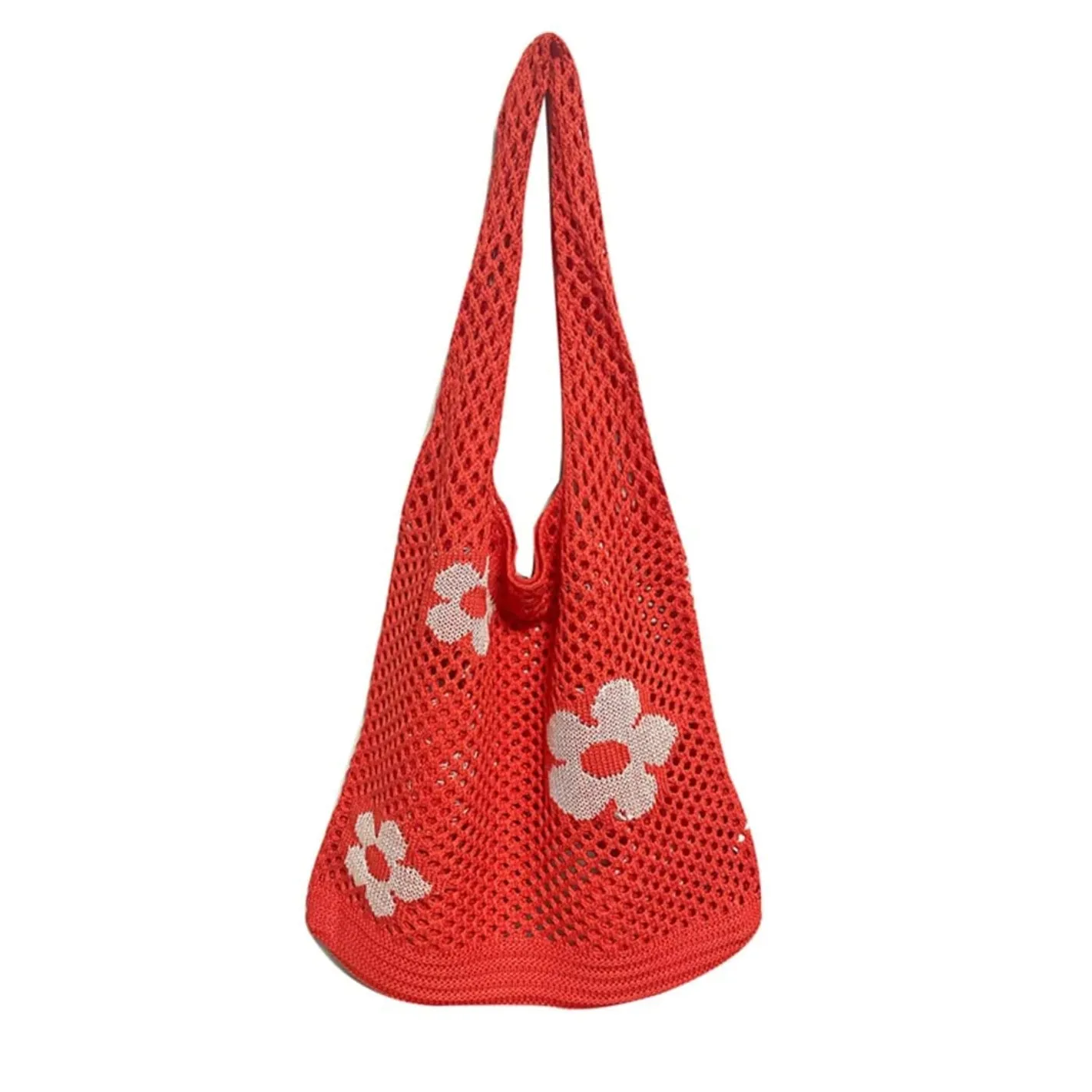 Knitted Flower Mesh Hollow Shoulder Bag