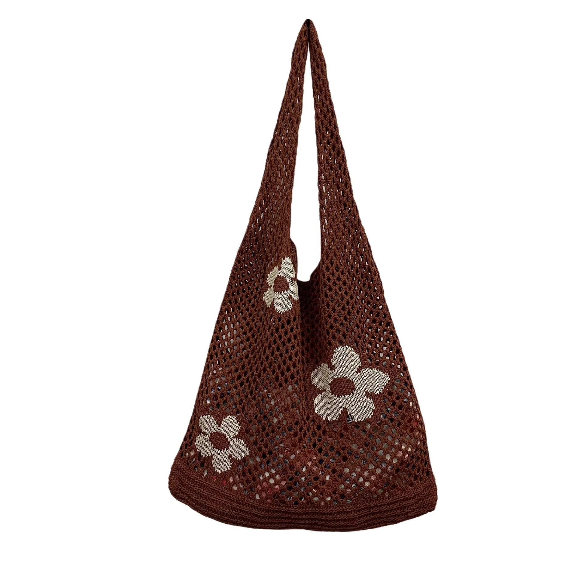 Knitted Flower Mesh Hollow Shoulder Bag