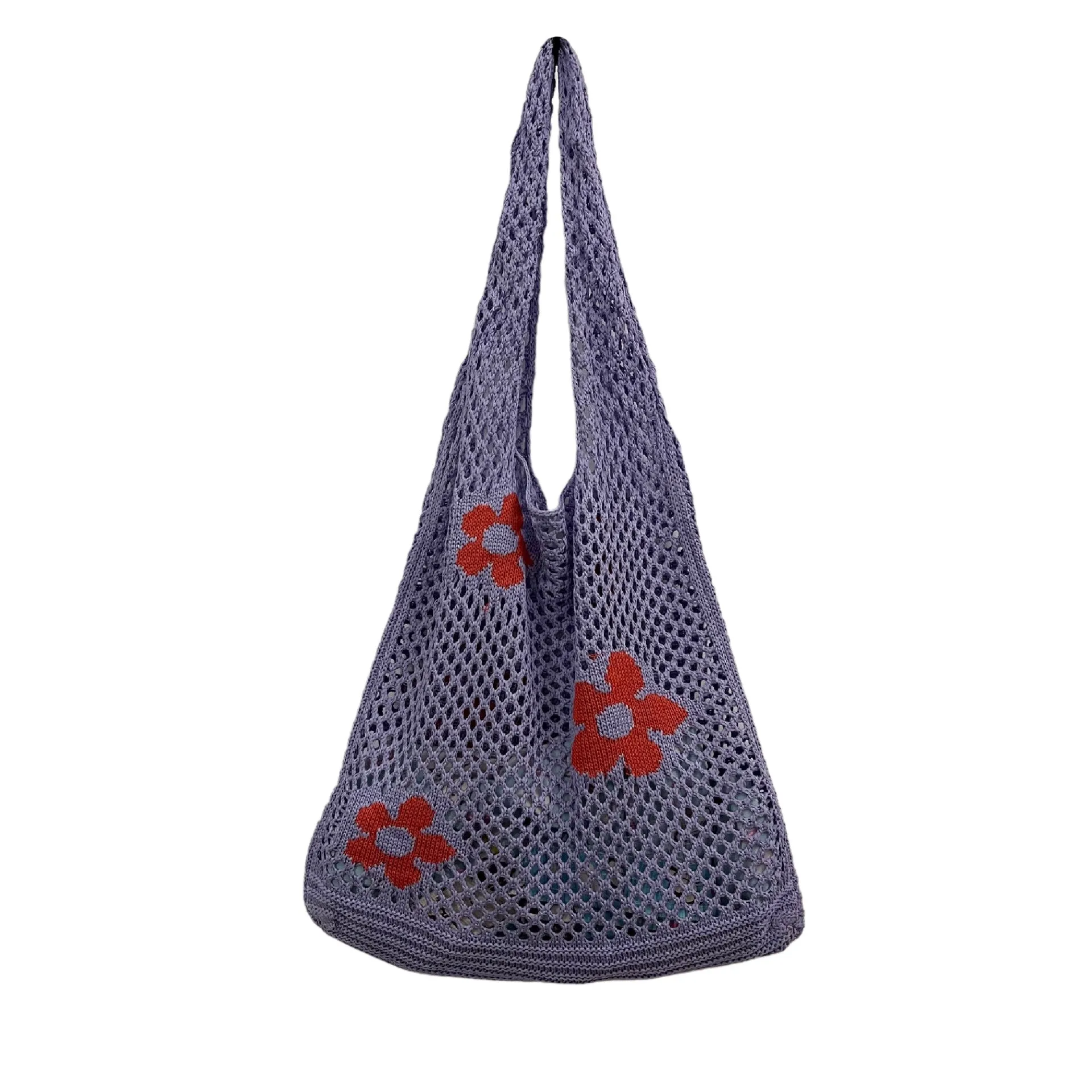 Knitted Flower Mesh Hollow Shoulder Bag
