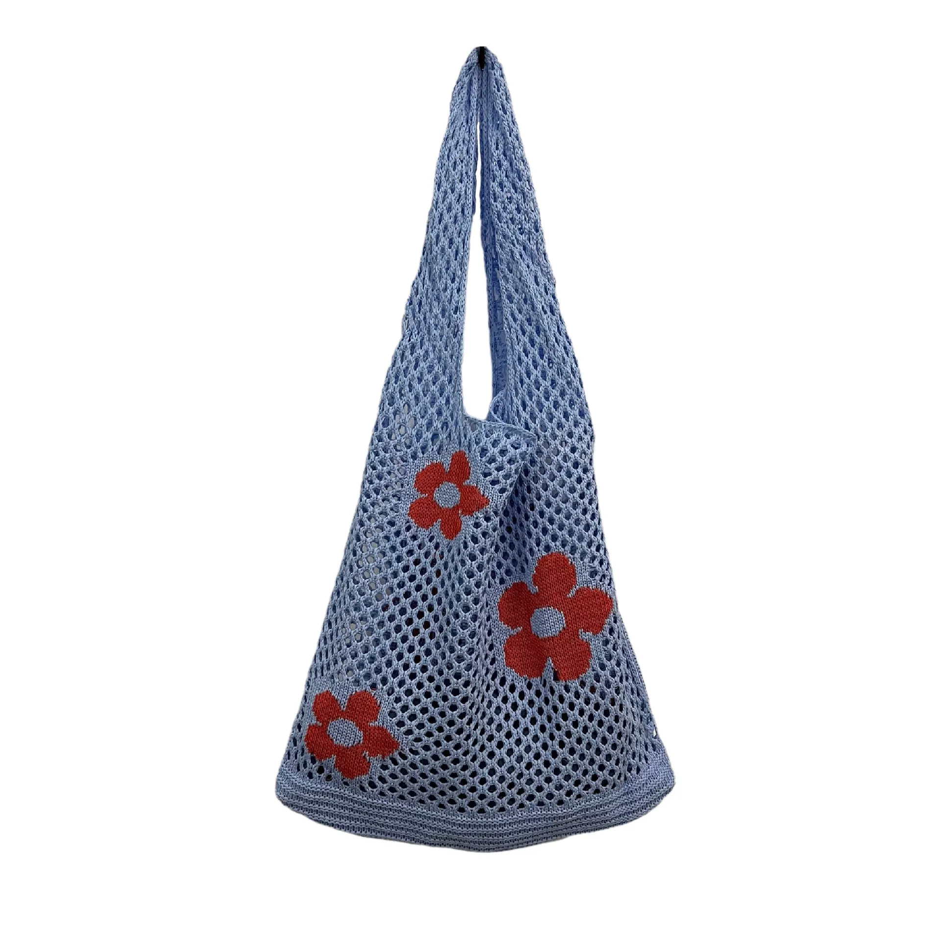 Knitted Flower Mesh Hollow Shoulder Bag