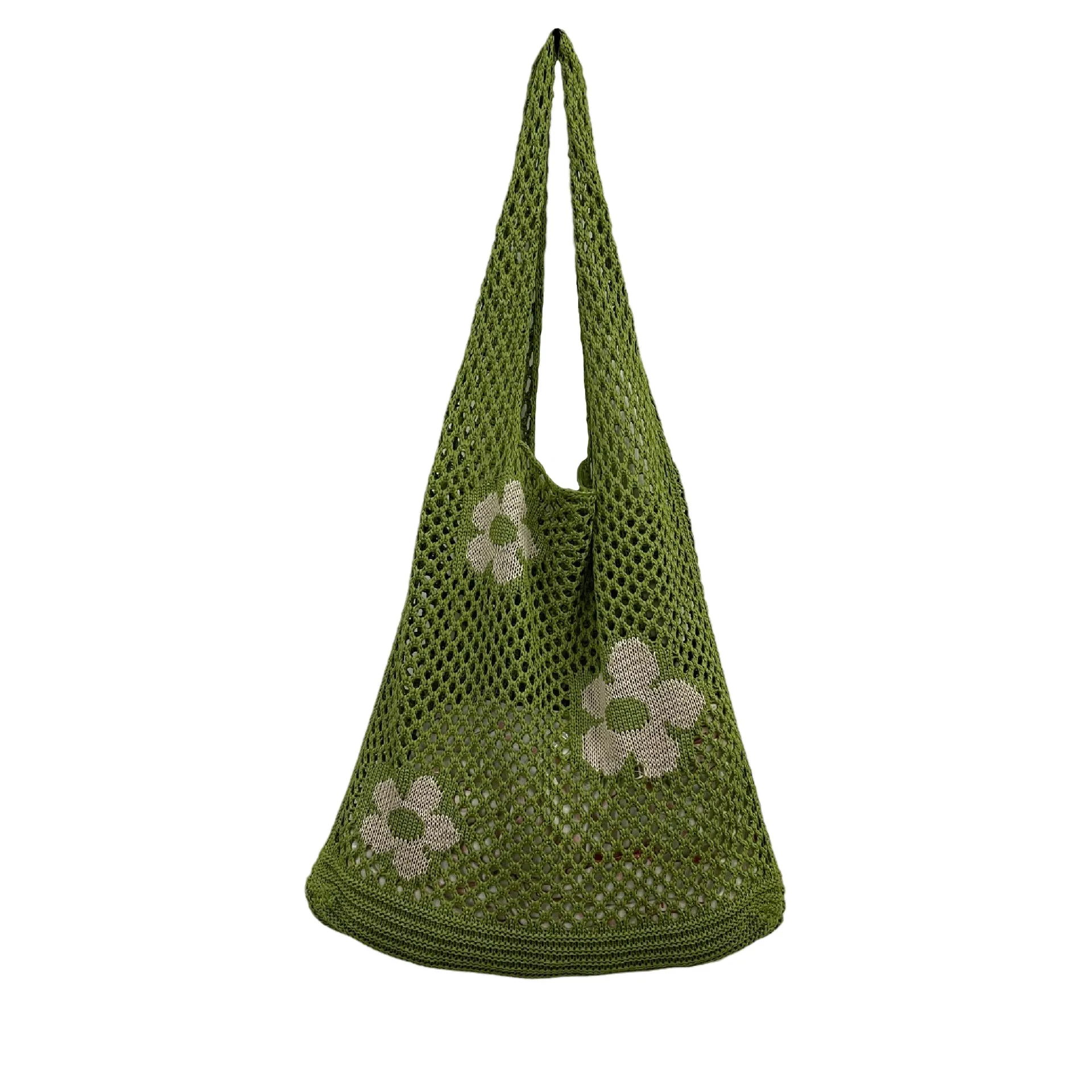 Knitted Flower Mesh Hollow Shoulder Bag