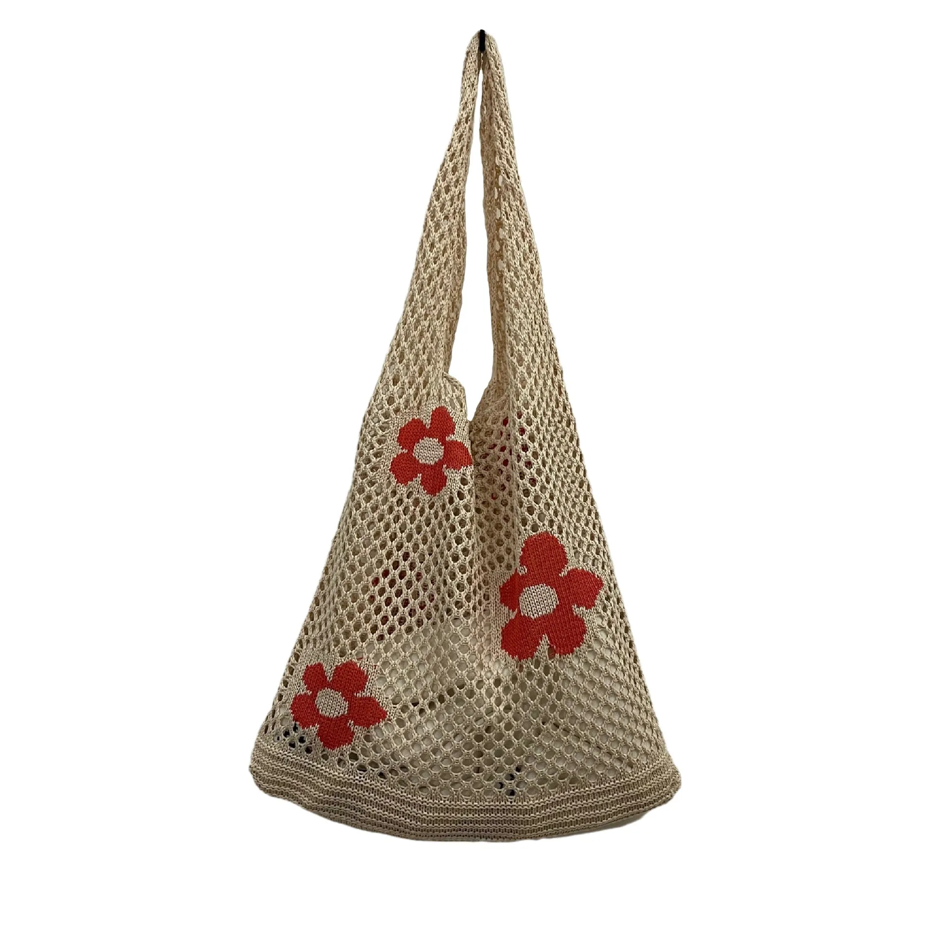 Knitted Flower Mesh Hollow Shoulder Bag