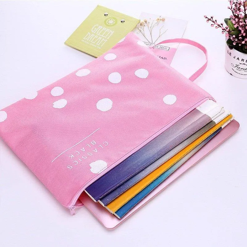 Korean Style Cute Student Office Worker Portable A4 Computer File Storage Bag Zipper Bag File Bag Tote Bag NP-H7TAF-11