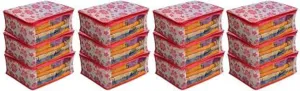 Kuber Industries 12 Pieces Floral Design Non Woven Saree Cover Set, Pink (NEWS15_1)