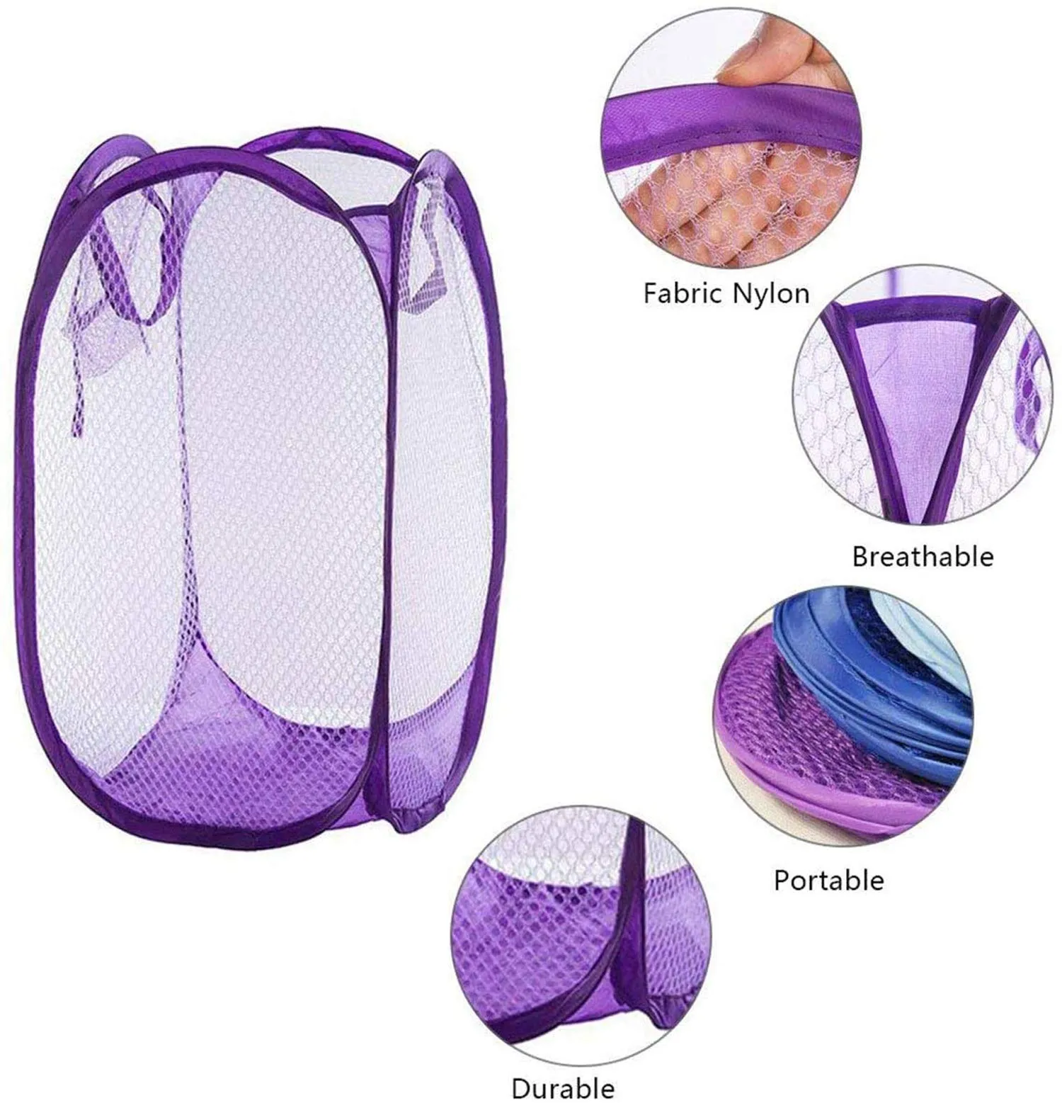 Kuber Industries Nylon Mesh Laundry Basket|Sturdy Material & Durable Handles|Netted Lightweight Laundry Bag 30 LTR (Multi) -KUBMART2756