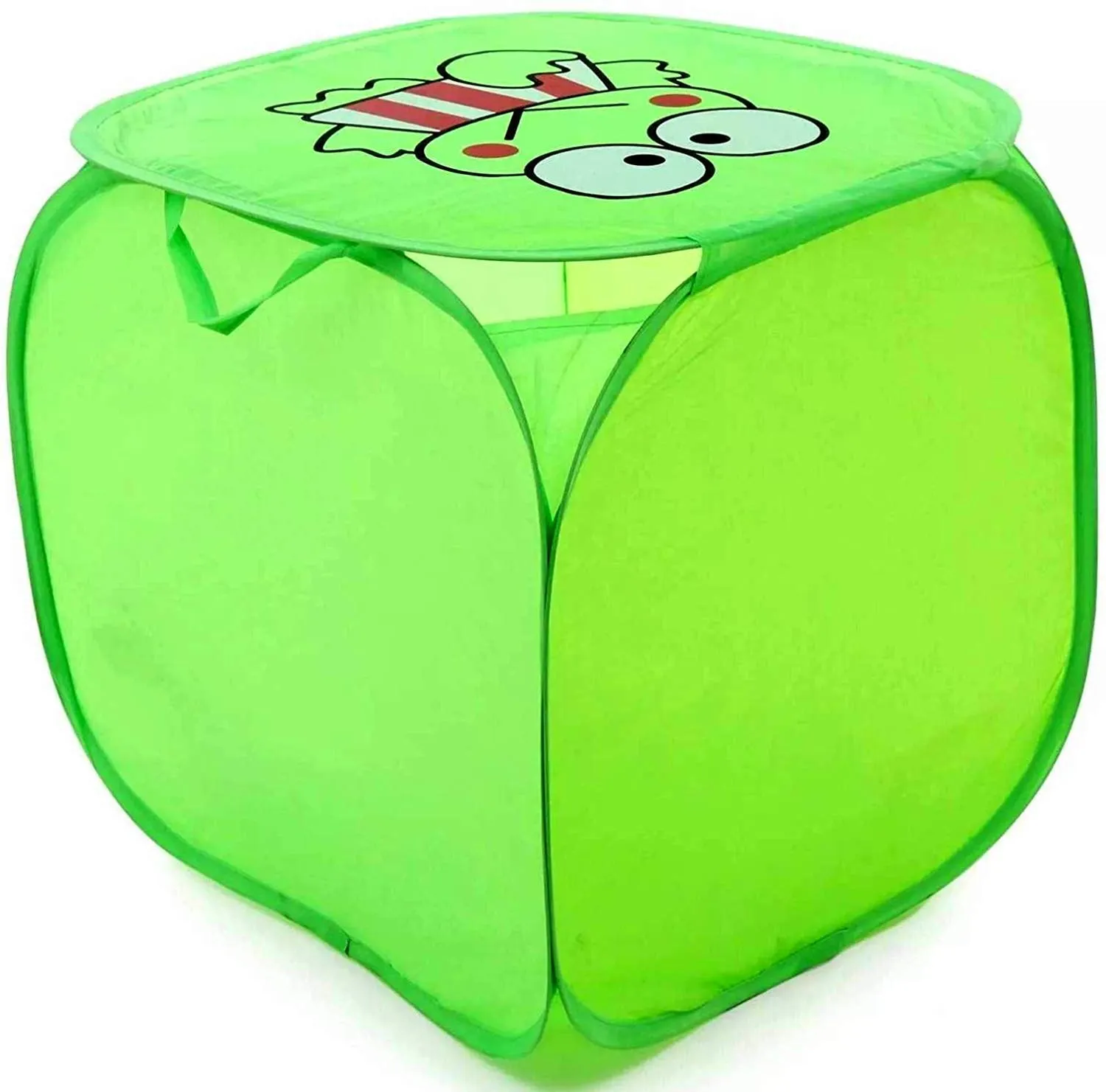 Kuber Industries Polyester Square Laundry Basket With Lid & Handles|Compact & Sturdy|Cute Cartoon Print|Size 46 x 46 x 46 CM (Multi)-CTKTC26059