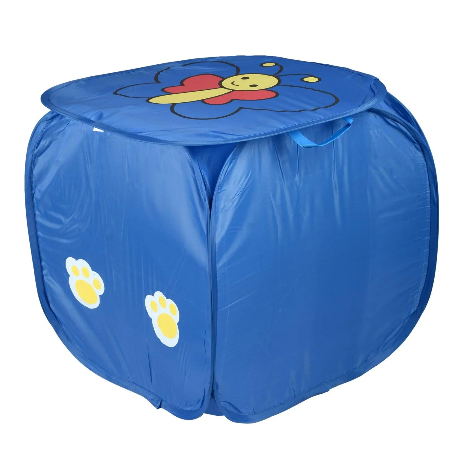 Kuber Industries Polyester Square Laundry Basket With Lid & Handles|Compact & Sturdy|Cute Cartoon Print|Size 46 x 46 x 46 CM (Multi)-CTKTC26059