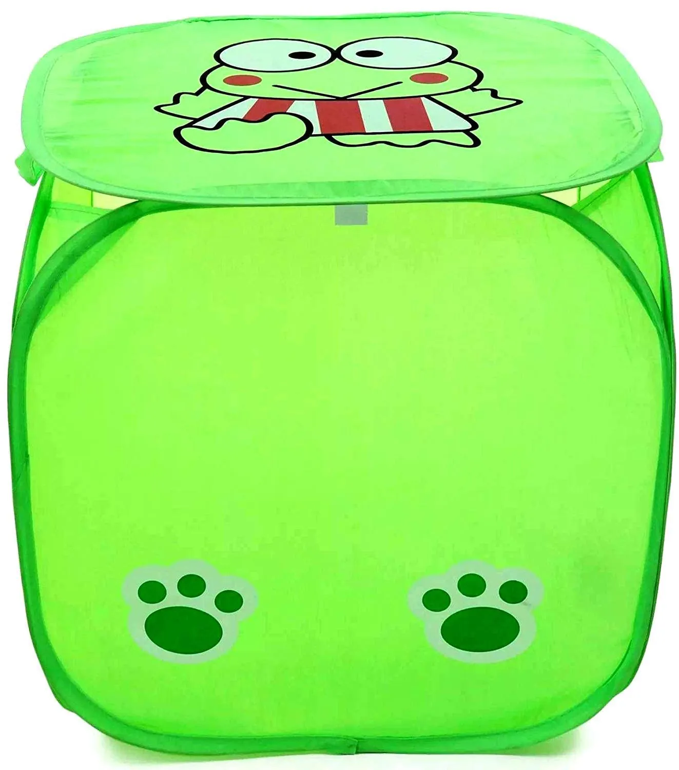 Kuber Industries Polyester Square Laundry Basket With Lid & Handles|Compact & Sturdy|Cute Cartoon Print|Size 46 x 46 x 46 CM (Multi)-CTKTC26059
