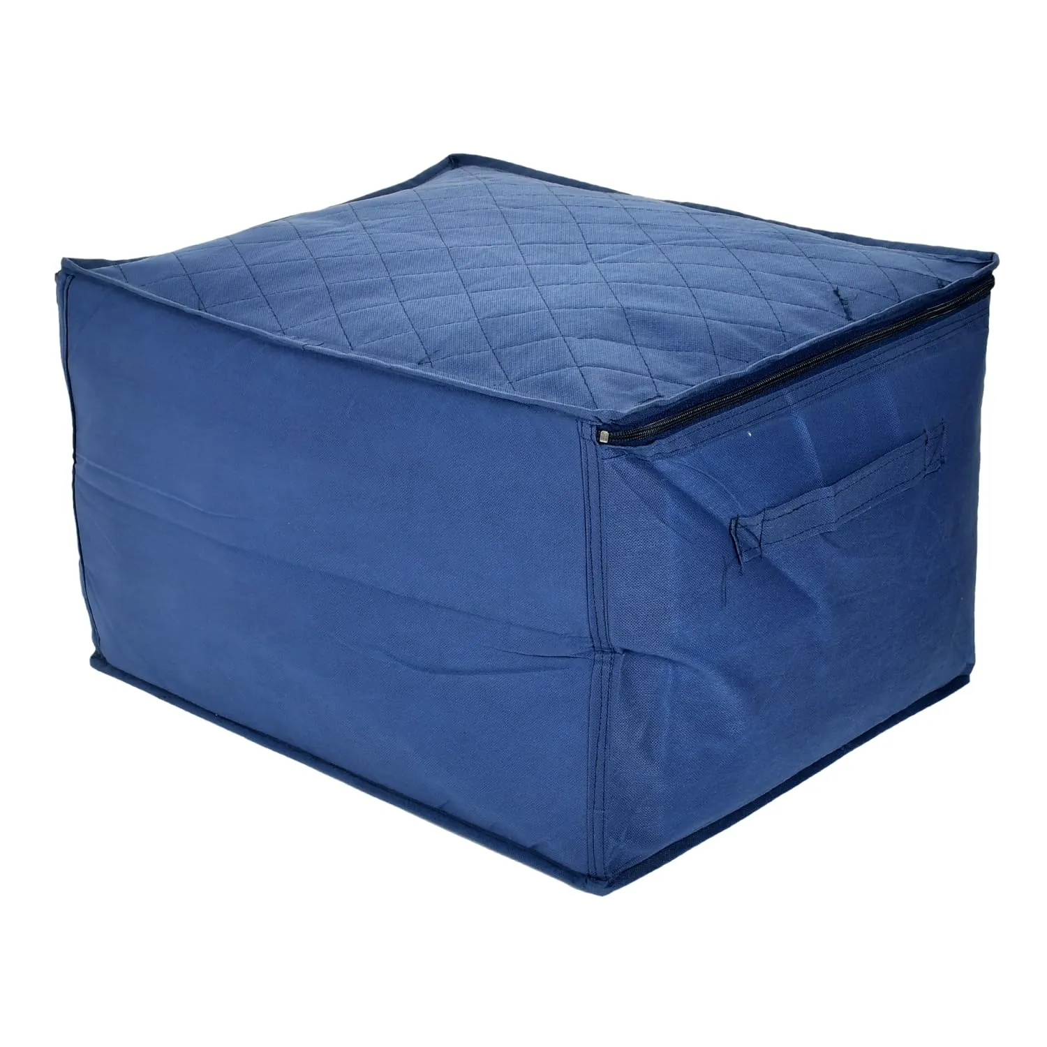 Kuber Industries Storage Bag | Zipper Closure Storage Bag | Clothes Organiser | Non-Woven Travel Storage Bag | Wardrobe Organizer with Transparent View | Pack of 2 | Blue
