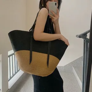 Large Capacity Rattan Handmade Beach Tote Bags Assorted Styles