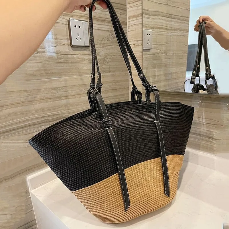 Large Capacity Rattan Handmade Beach Tote Bags Assorted Styles