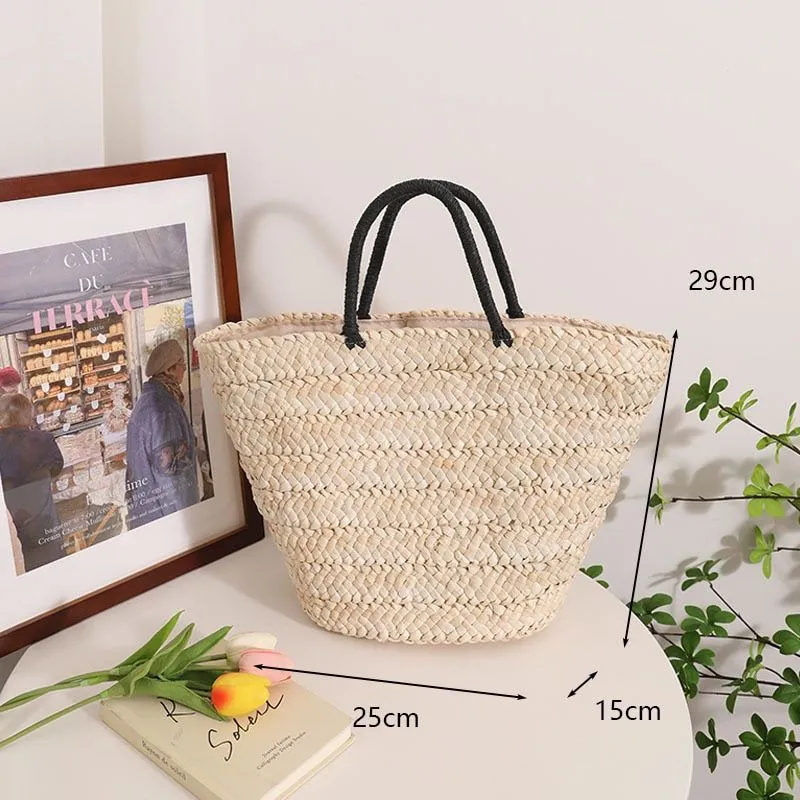 Large Capacity Rattan Handmade Beach Tote Bags Assorted Styles