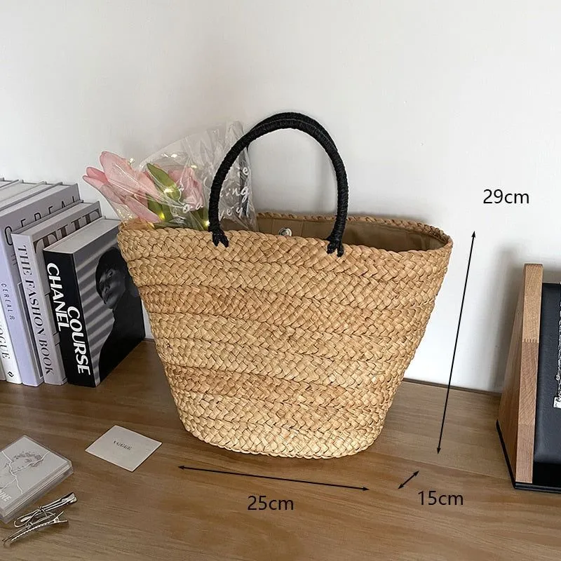 Large Capacity Rattan Handmade Beach Tote Bags Assorted Styles
