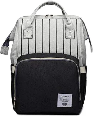 Le Queen Diaper Bag 4th Gen (striped black/gray)