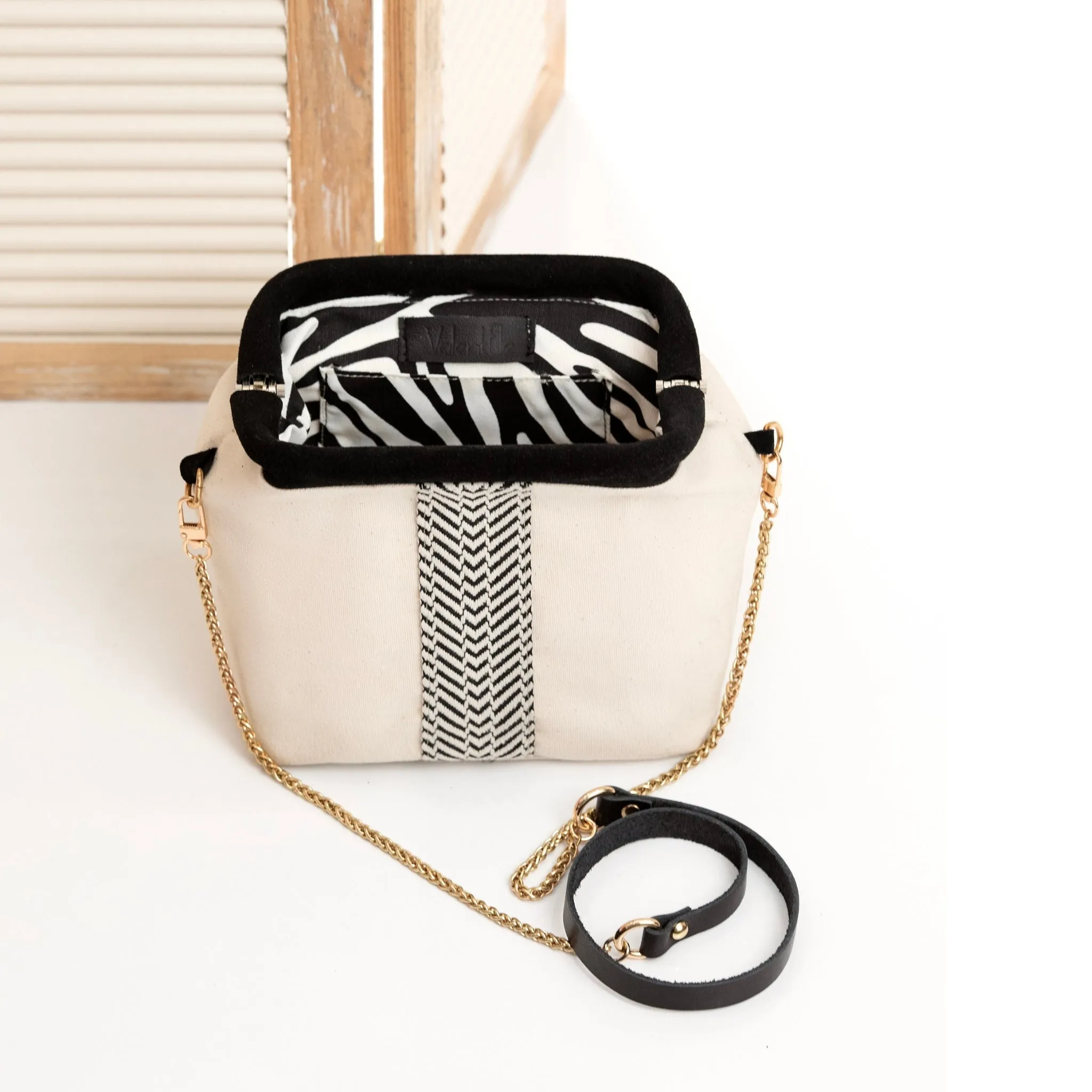 Leather Purse Strap, Brown & Gold Chain