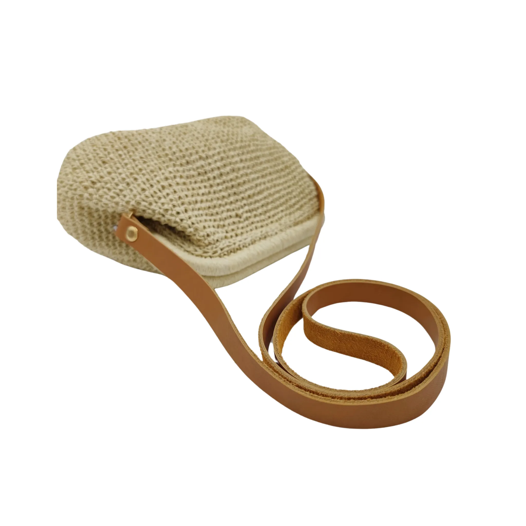 Leather Purse Strap, Brown & Gold Chain