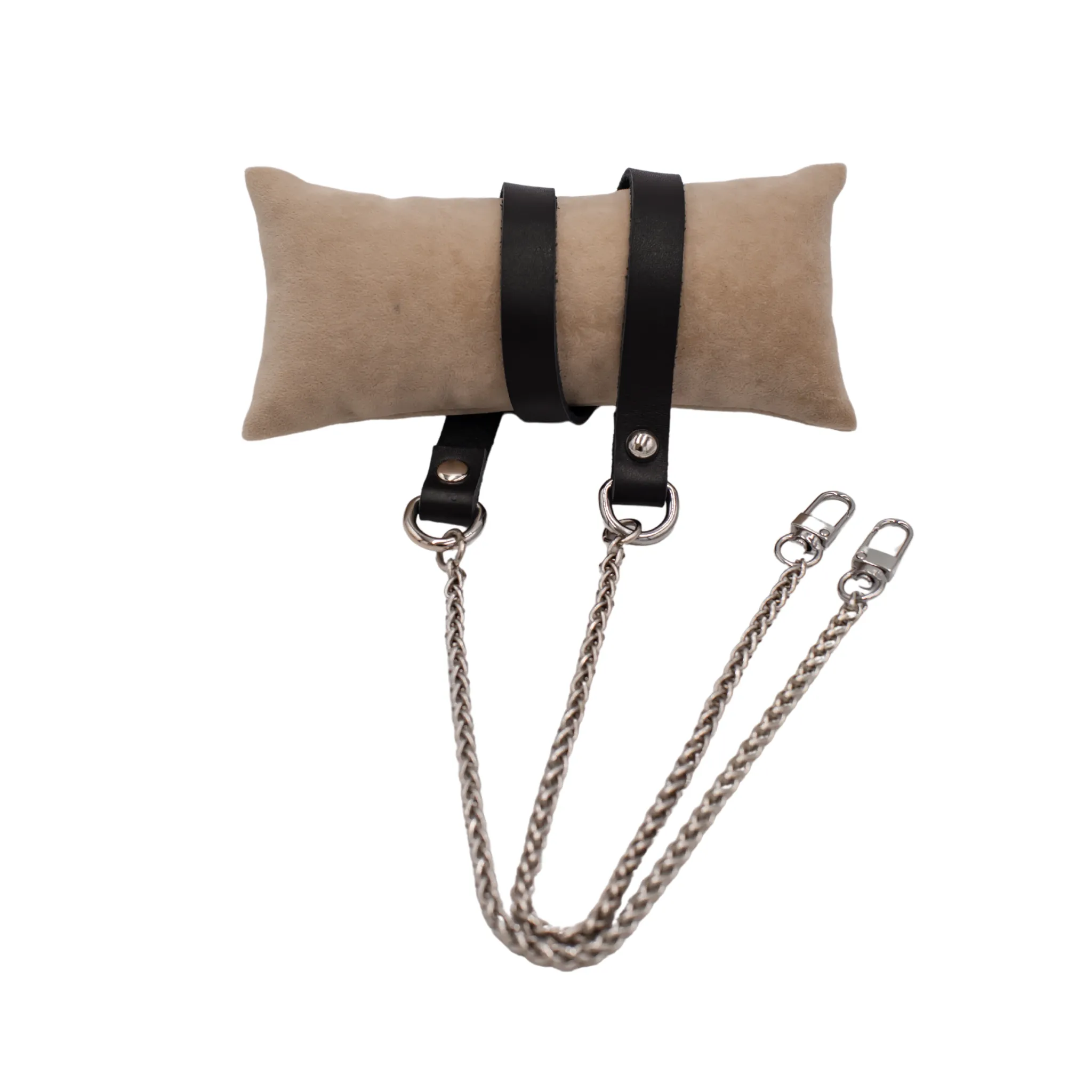 Leather Purse Strap, Brown & Gold Chain