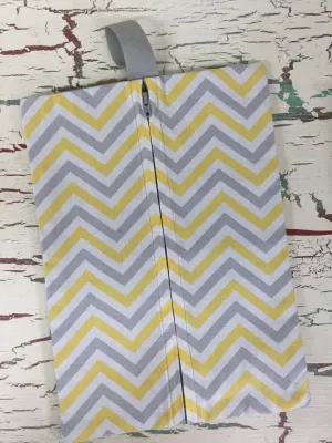 Light Gray and Yellow Chevron Diaper/Wipee Case