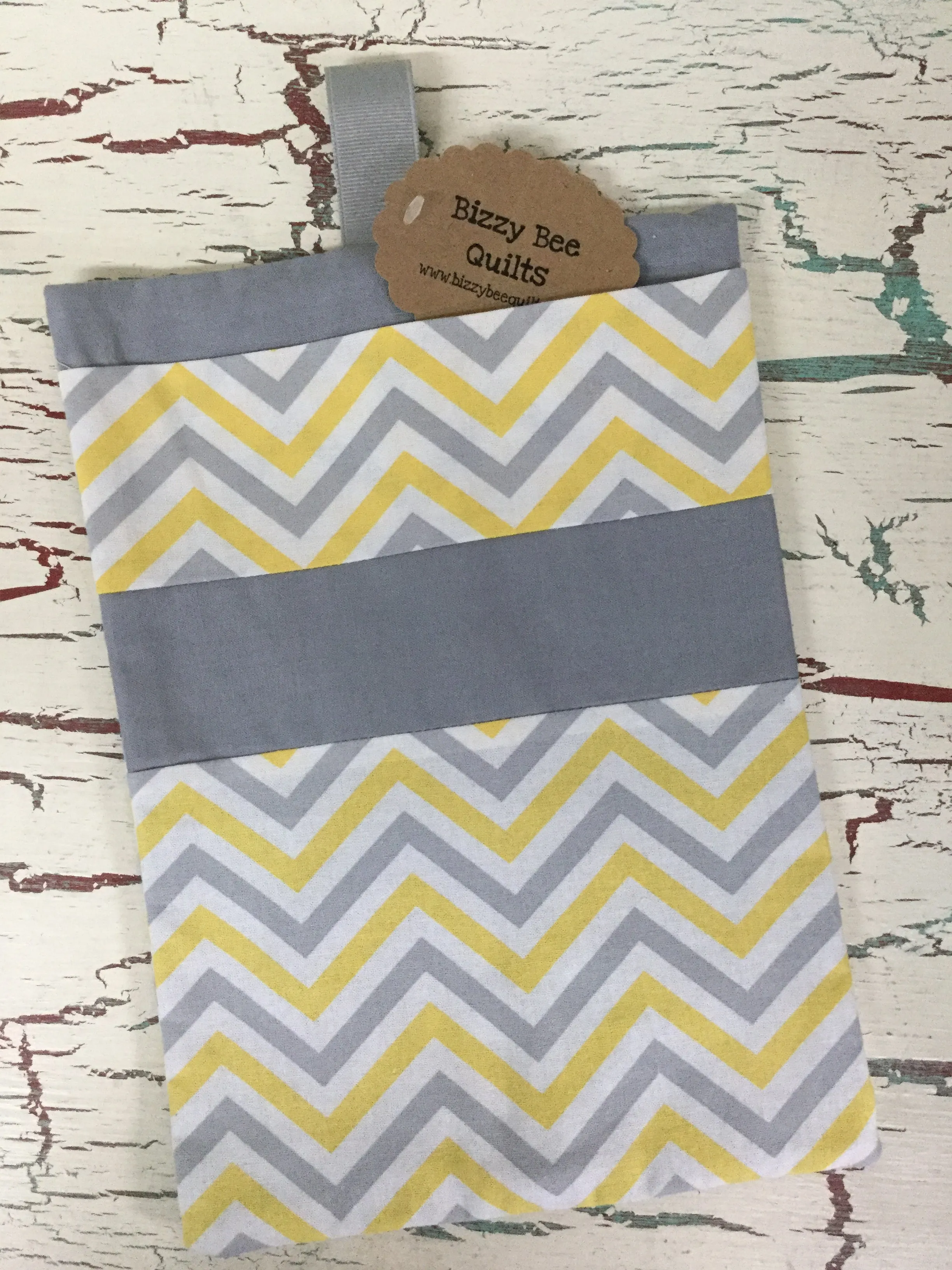 Light Gray and Yellow Chevron Diaper/Wipee Case