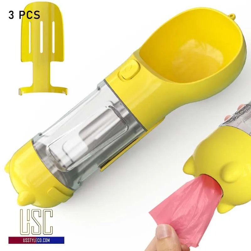 Lock & Go! 3-in-1 Dog Travel Bottle: Water, Food, Waste & More
