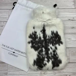 Luxury Rabbit Fur Hot Water Bottle | Black and White